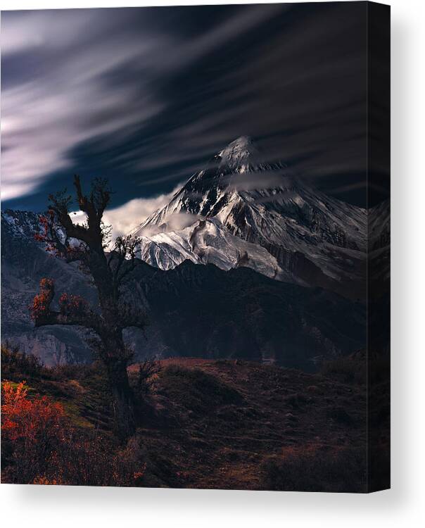Damavand Canvas Print featuring the photograph Autumn & Mount Damavand by Majid Behzad -