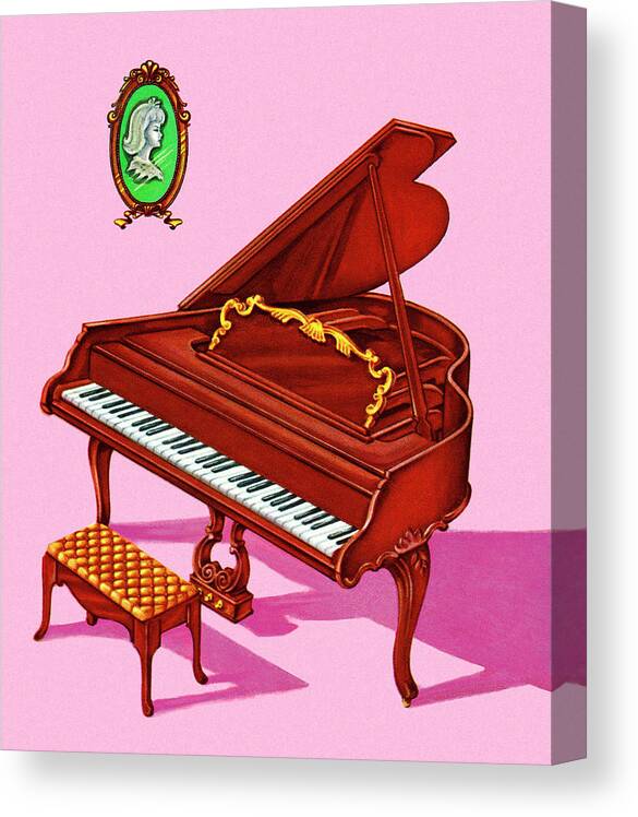 Bench Canvas Print featuring the drawing Baby Grand Piano by CSA Images
