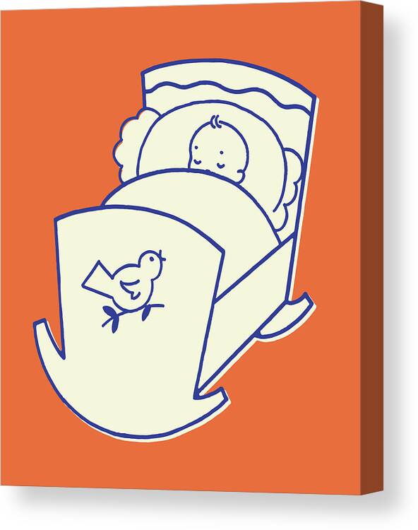 Asleep Canvas Print featuring the drawing Baby in Rocking Bed by CSA Images