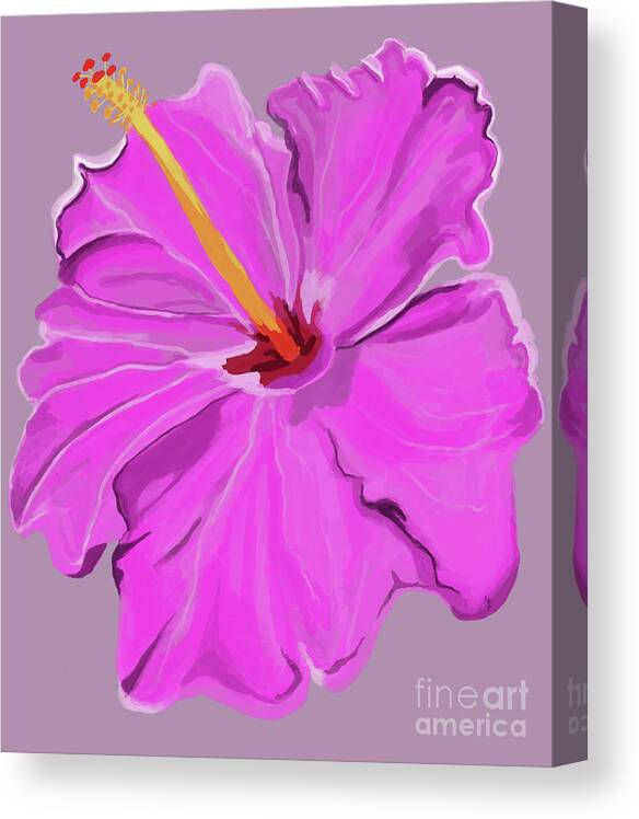 Beautiful Pink Hibiscus Canvas Print featuring the digital art Beautiful Pink Hibiscus by Annette M Stevenson
