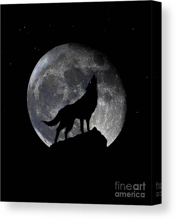 Bloodred Wolf Moon Canvas Print featuring the photograph Pre Blood Red Wolf Supermoon Eclipse 873q by Ricardos Creations
