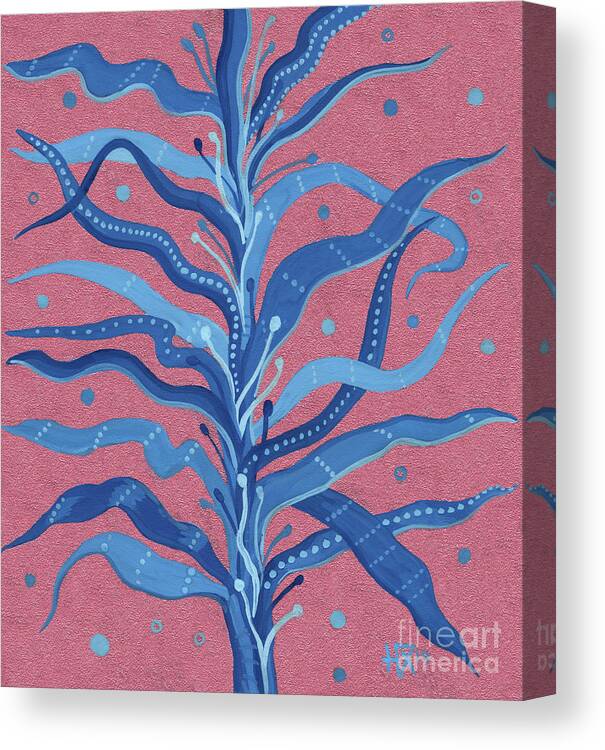 Algae Canvas Print featuring the painting Blue Seaweed by Julia Khoroshikh