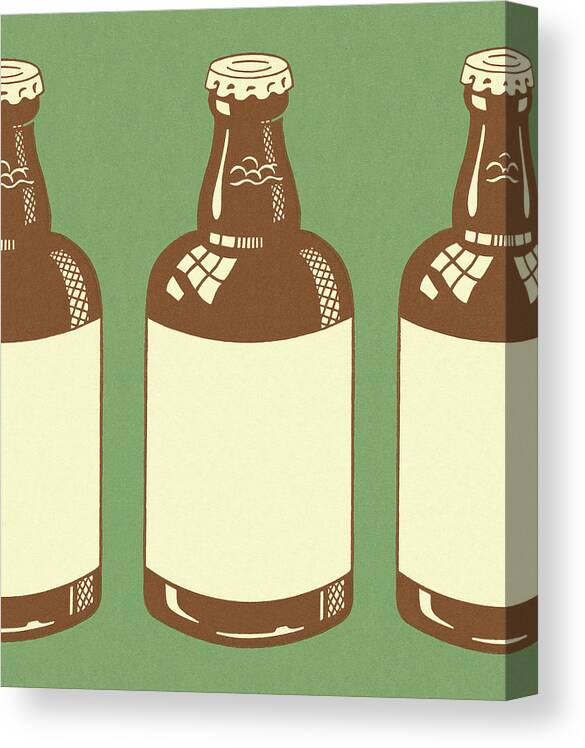 Alcohol Canvas Print featuring the drawing Bottles of Beer by CSA Images