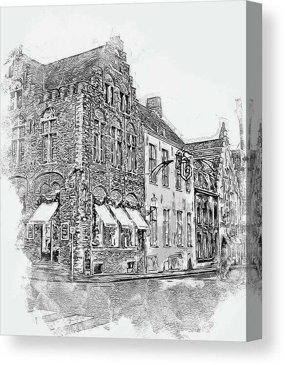 Belgium Canvas Print featuring the painting Bruges, Belgium - 05 by AM FineArtPrints