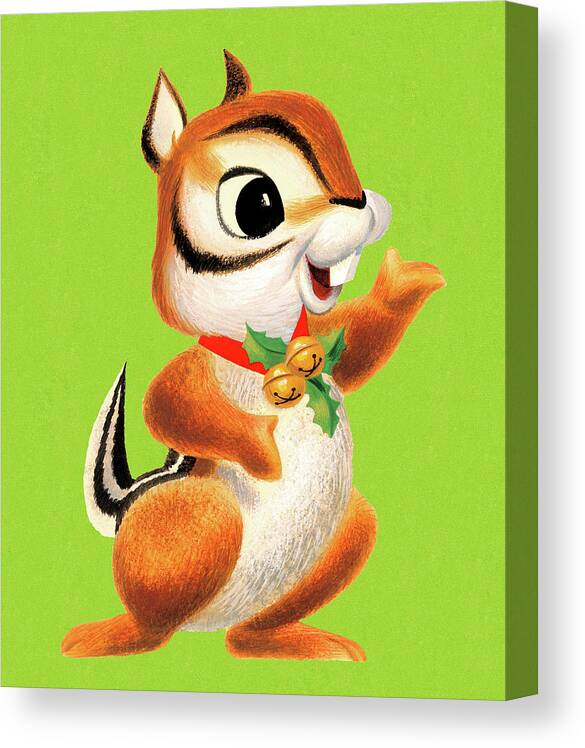 Campy Canvas Print featuring the drawing Chipmunk Gesturing by CSA Images