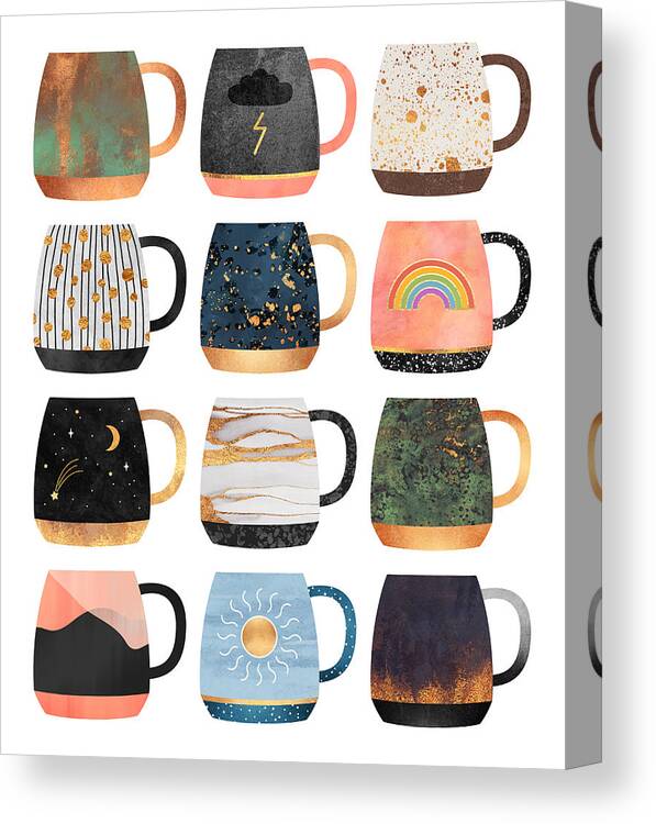 Coffee Canvas Print featuring the digital art Coffee Cup Collection 2 by Elisabeth Fredriksson