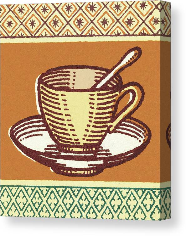 Beverage Canvas Print featuring the drawing Cup and Saucer by CSA Images