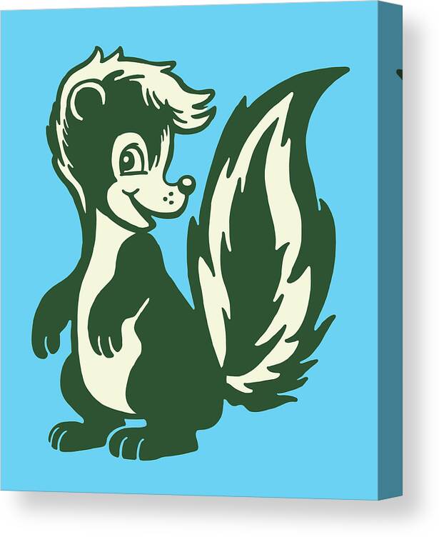 Animal Canvas Print featuring the drawing Cute Skunk by CSA Images