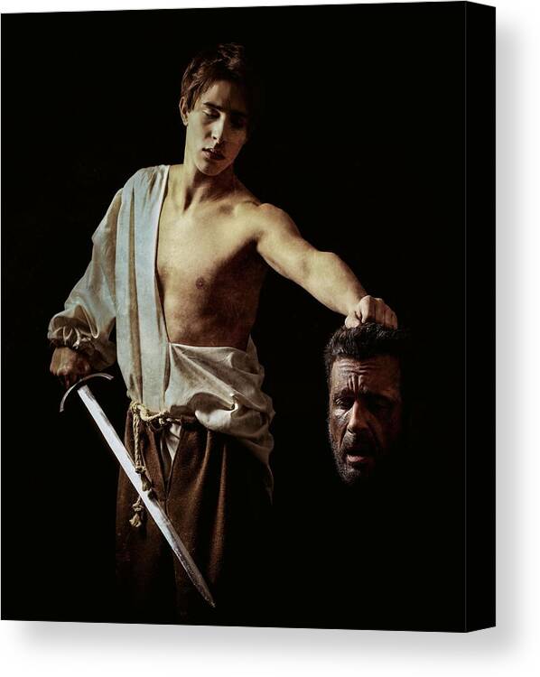 Conceptual Canvas Print featuring the photograph David And Goliath by Mario Lotzin / Uwe Friessner