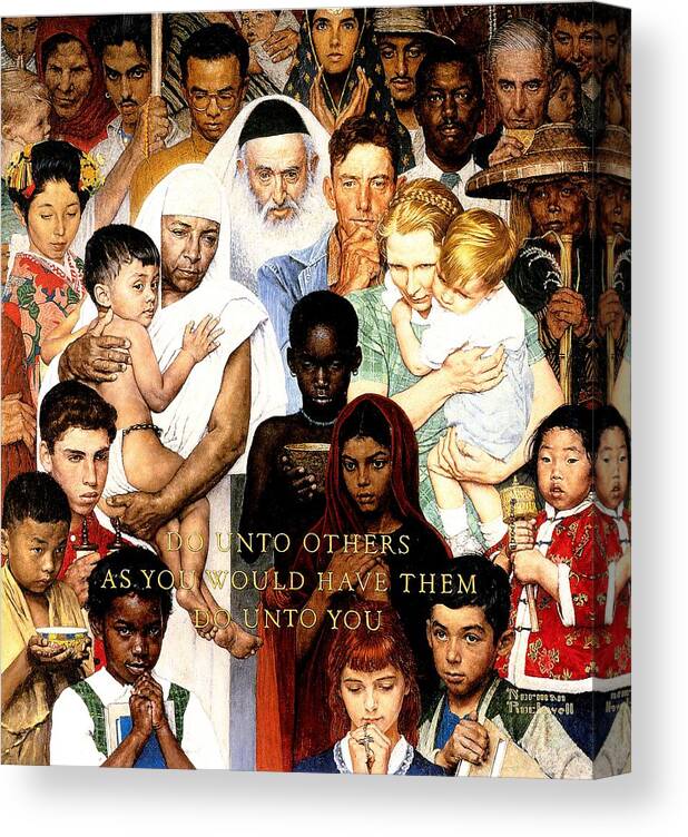 #faatoppicks Canvas Print featuring the painting Do Unto Others by Norman Rockwell