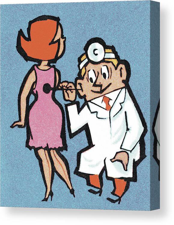 Adult Canvas Print featuring the drawing Doctor Visit by CSA Images