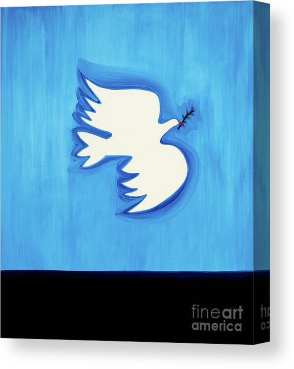 Dove With Leaf Canvas Print featuring the painting Dove With Leaf by Cristina Rodriguez
