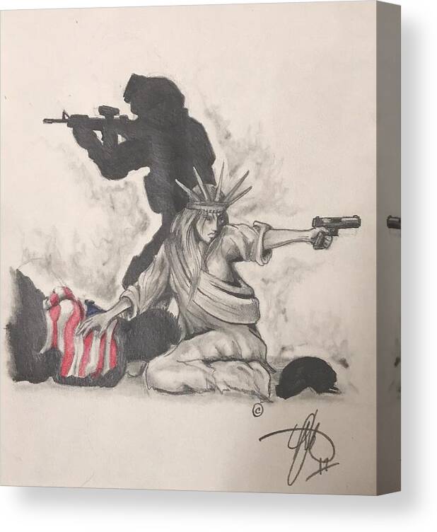 Liberty Canvas Print featuring the drawing Fighting for Liberty by Howard King