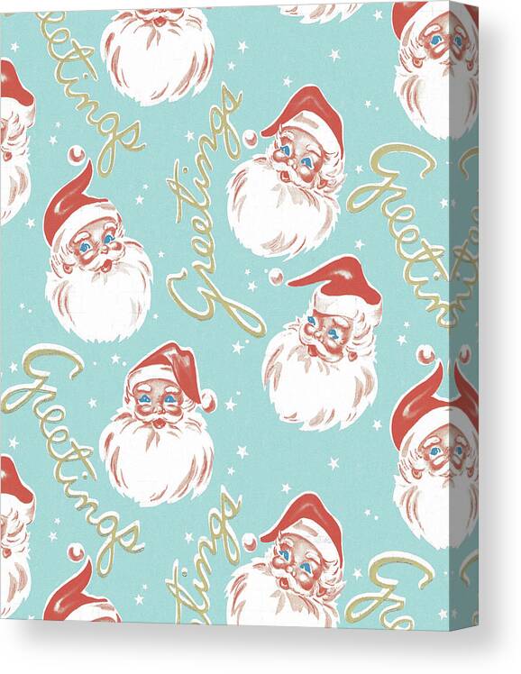 Accessories Canvas Print featuring the drawing Greetings Santa Pattern by CSA Images
