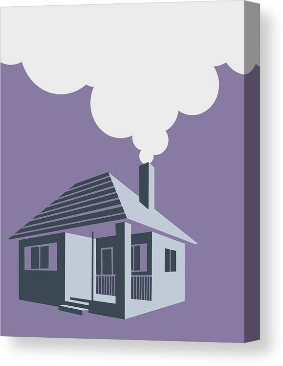 Air Quality Canvas Print featuring the drawing House With Smoke by CSA Images
