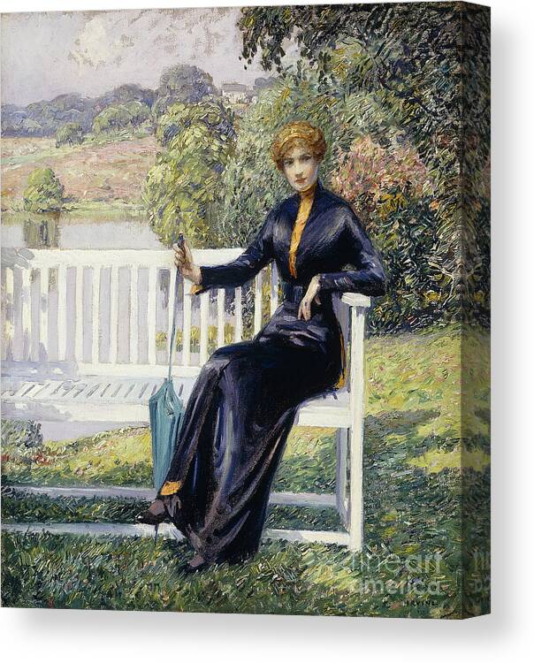 Tree Canvas Print featuring the painting Lois In The Garden by Wilson Henry Irvine