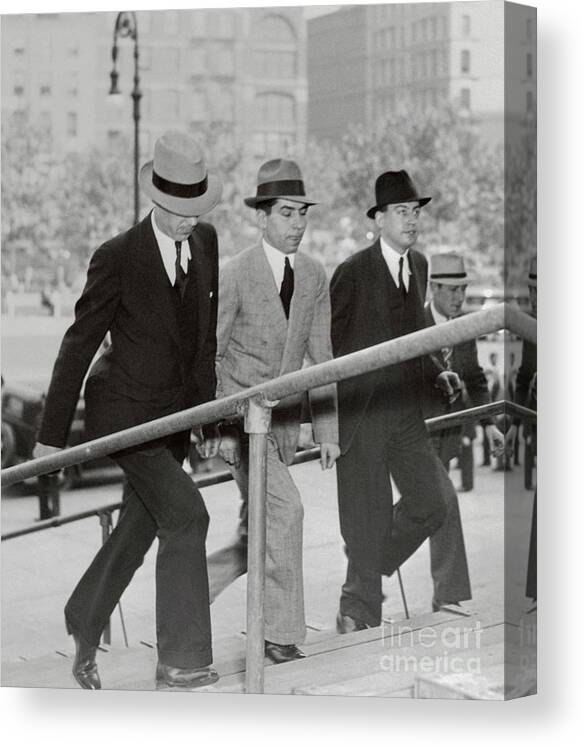 People Canvas Print featuring the photograph Lucky Luciano Arriving At Supreme Court by Bettmann