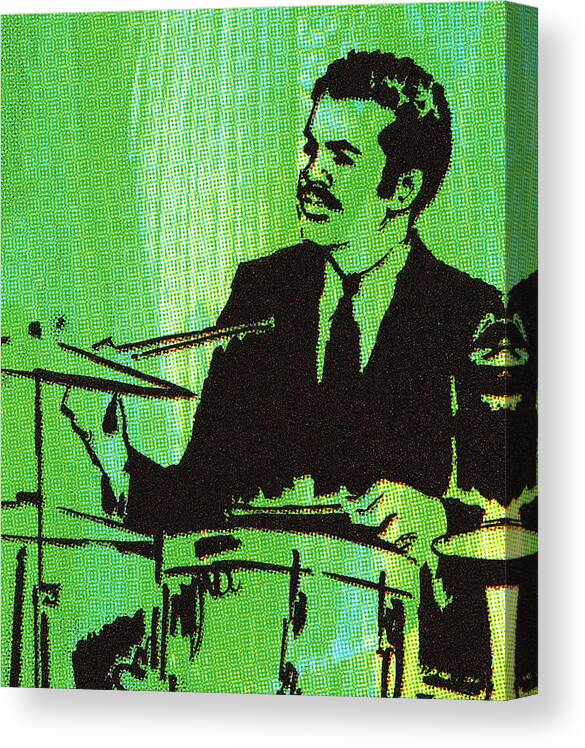 Adult Canvas Print featuring the drawing Man Playing a Drum Set by CSA Images