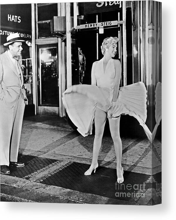 Mid Adult Women Canvas Print featuring the photograph Marilyn Monroe In The Seven Year Itch by Bettmann