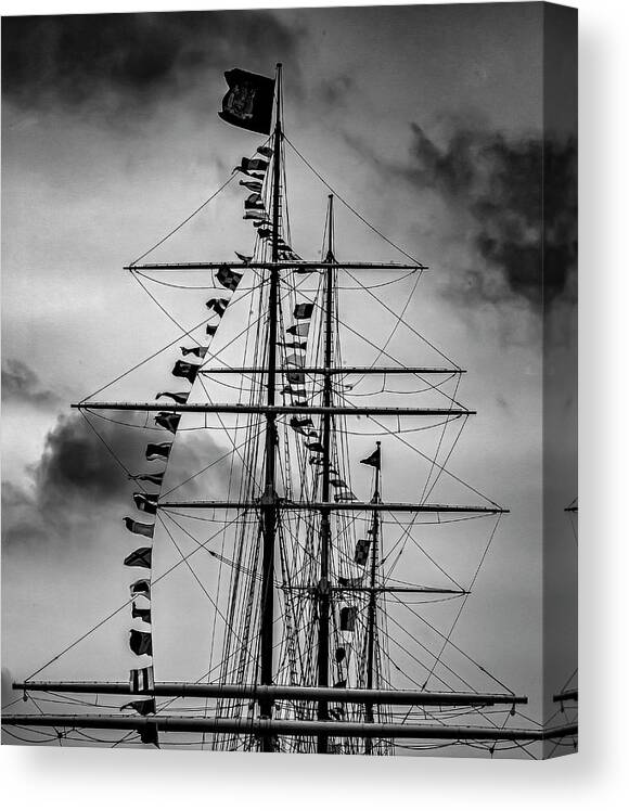 Masts Canvas Print featuring the photograph Masts Clouds and Sky by Robert Ullmann
