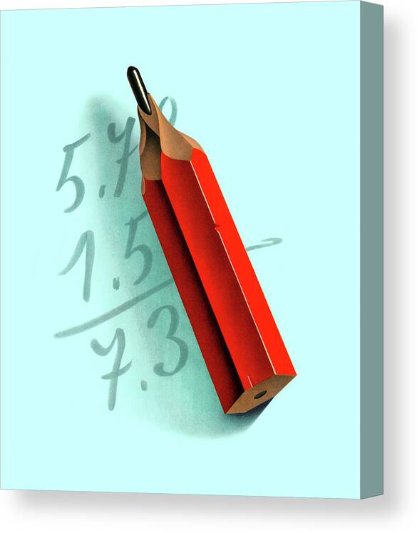 Academic Canvas Print featuring the drawing Math Problem and Pencil by CSA Images