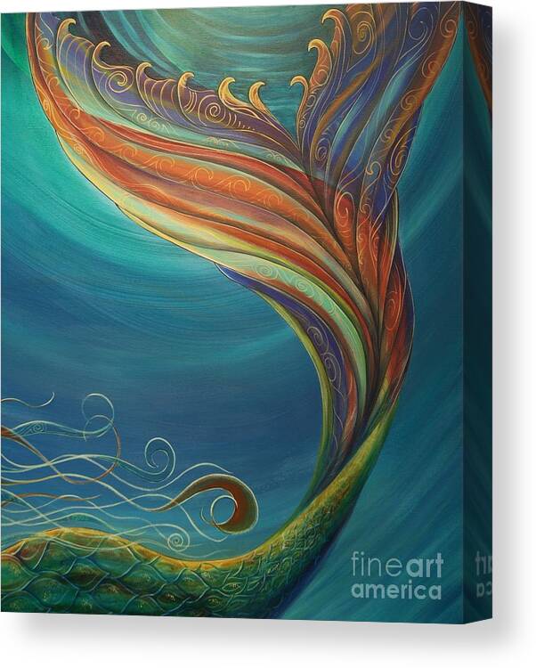 Mermaid Canvas Print featuring the painting Mermaid Tail 3 by Reina Cottier
