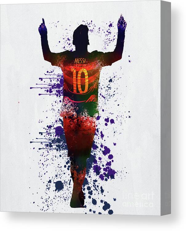 Messi Canvas Print featuring the painting Messi barcelona by Gull G