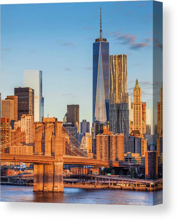 Brooklyn Bridge Skyline Art Poster Print  NYC New York City Dawn Scene view 