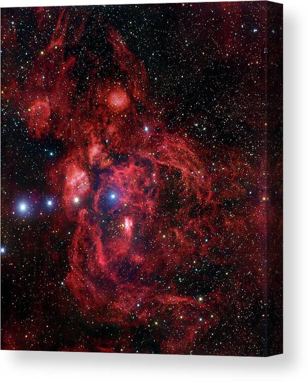 Dust Canvas Print featuring the photograph Ngc 6357, The Lobster Nebula In by Stocktrek Images