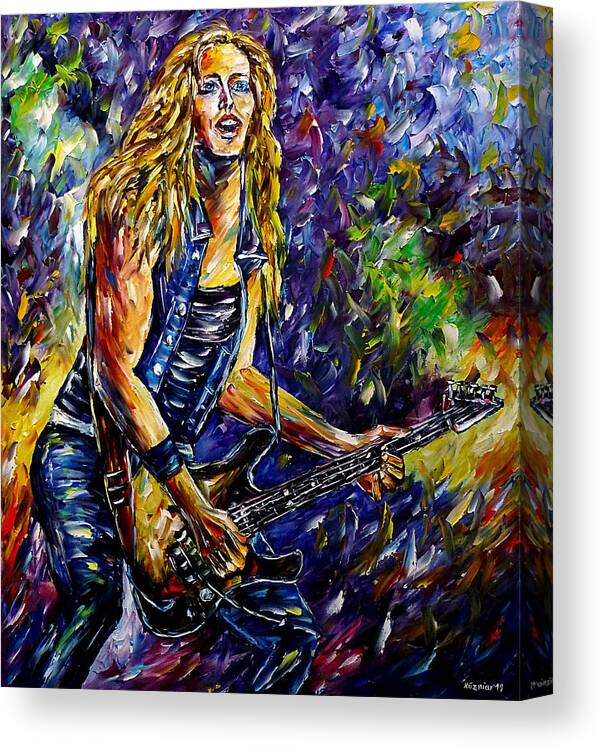 I Love Nita Strauss Canvas Print featuring the painting Rock Guitarist by Mirek Kuzniar