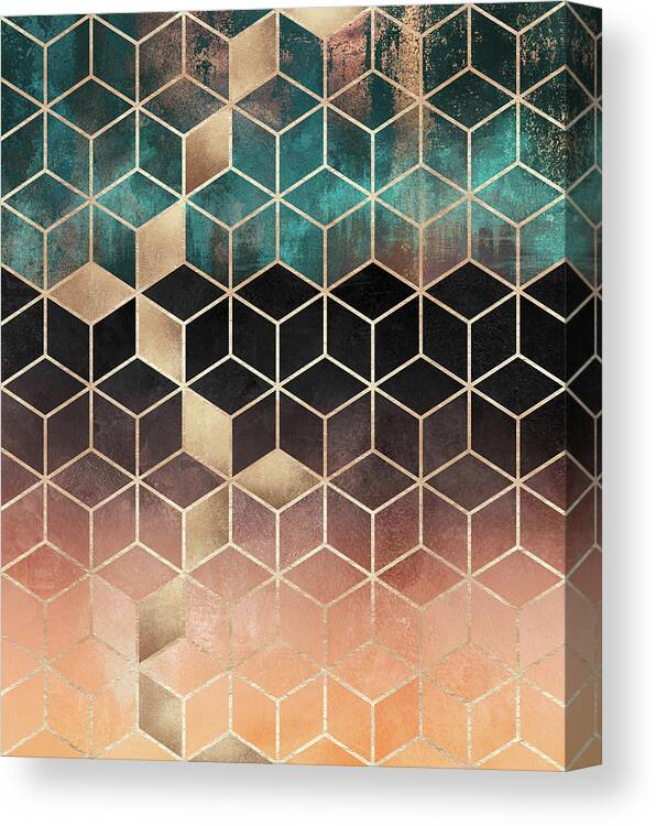 Graphic Canvas Print featuring the digital art Ombre Dream Cubes by Elisabeth Fredriksson