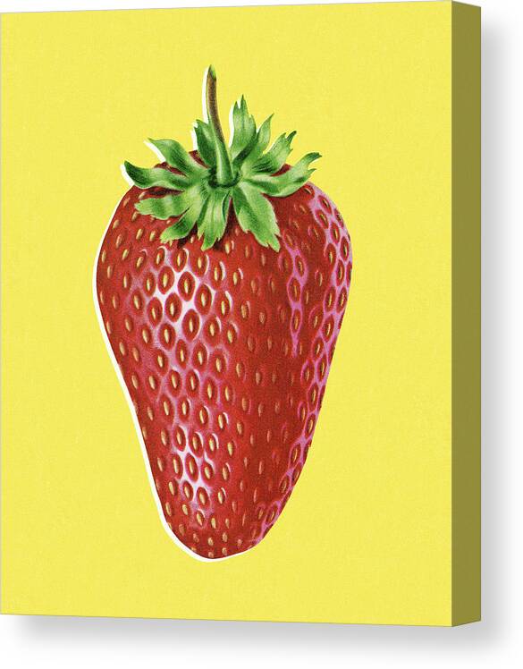 Berry Canvas Print featuring the drawing One Strawberry by CSA Images