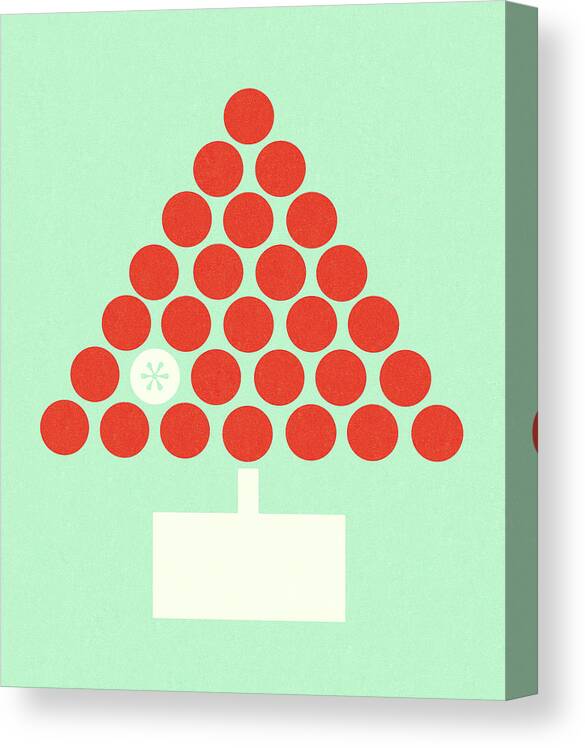Abstract Canvas Print featuring the drawing Red Ball Christmas Tree by CSA Images