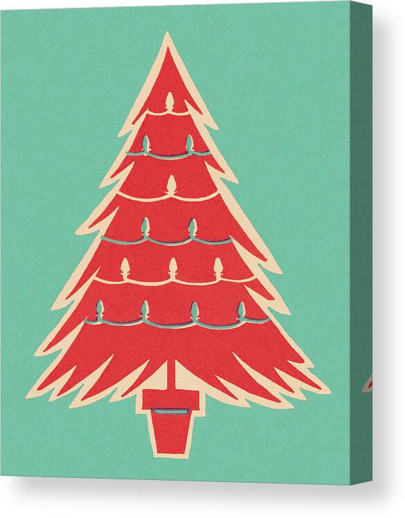 Campy Canvas Print featuring the drawing Red Christmas Tree by CSA Images