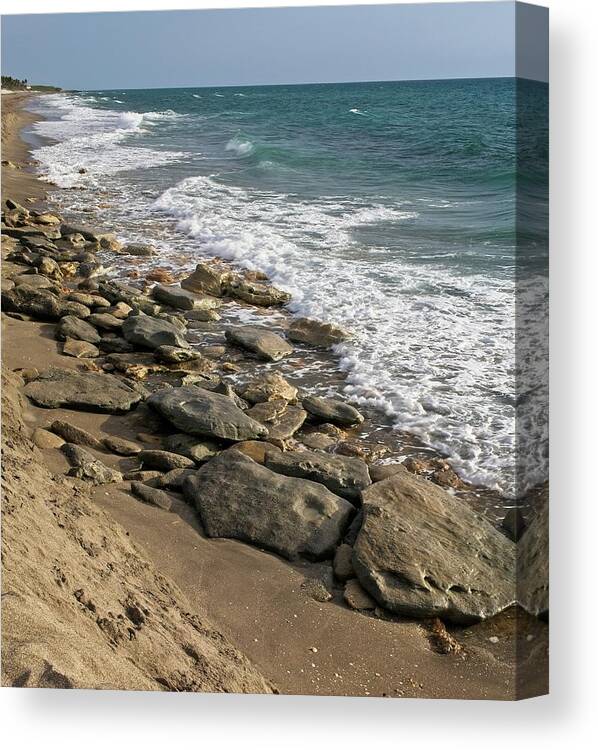 Rocky Canvas Print featuring the photograph Rocky Shoreline No. 2 by Steve DaPonte