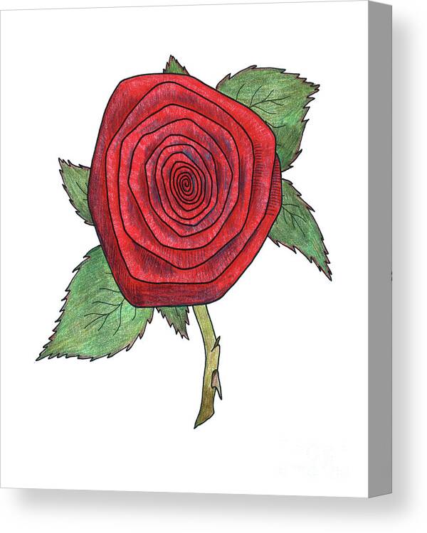 Red Canvas Print featuring the painting Rose 4 by Faisal Khouja