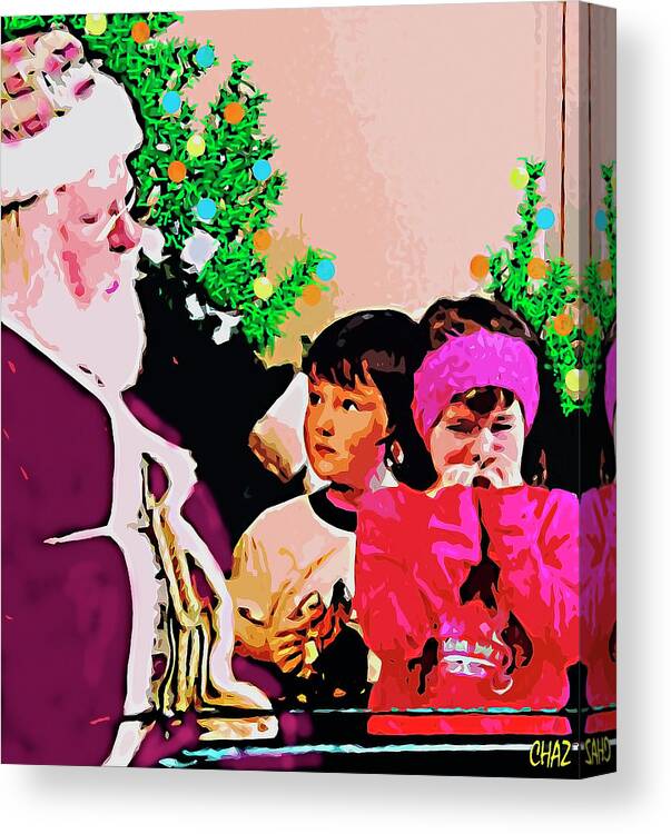 Christmas Canvas Print featuring the painting Santa and the kids by CHAZ Daugherty