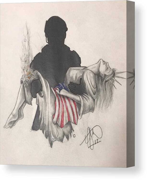 Liberty Canvas Print featuring the drawing Saving Liberty by Howard King