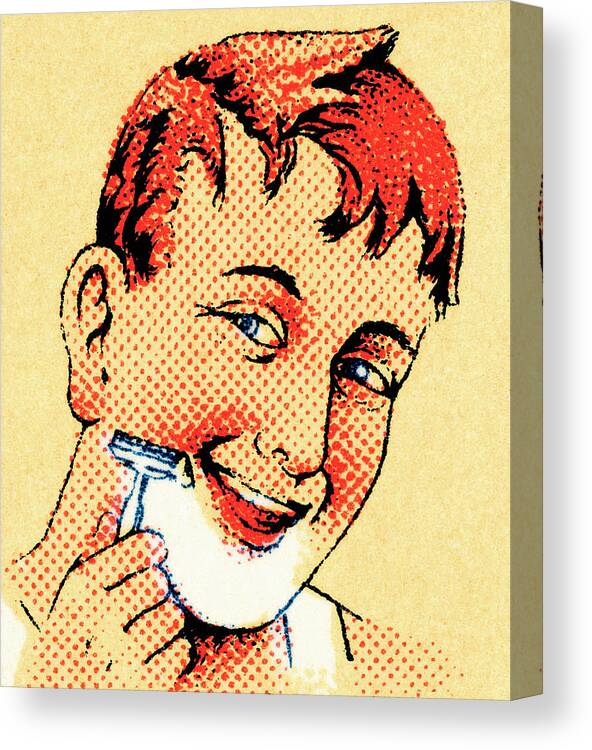 Adolescence Canvas Print featuring the drawing Shaving by CSA Images