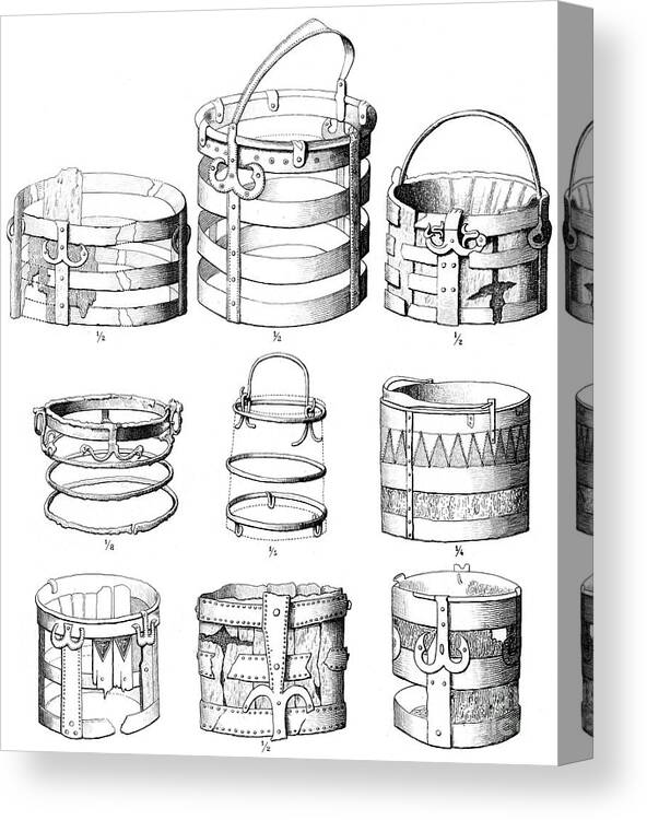 Engraving Canvas Print featuring the drawing Situla Or Buckets, 1893. Artist by Print Collector