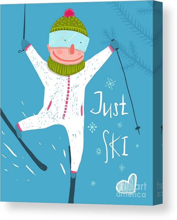 Freestyle Canvas Print featuring the digital art Skier Funny Free Rider Jump Fun Poster by Popmarleo