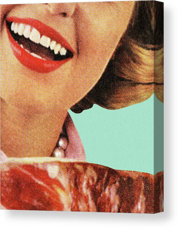 Adult Canvas Print featuring the drawing Smiling Woman With Meat by CSA Images