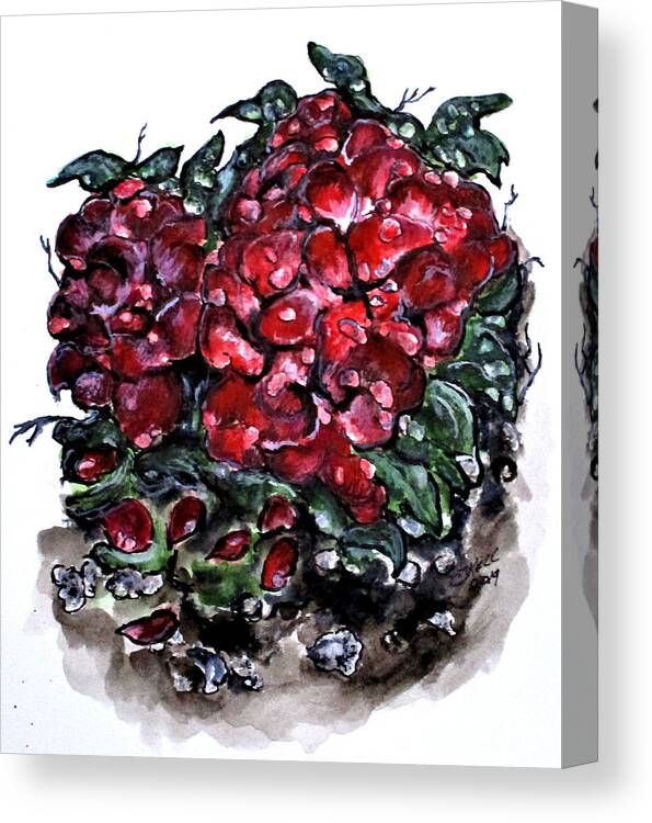 Roses Canvas Print featuring the painting Survivor Rose Bush by Clyde J Kell