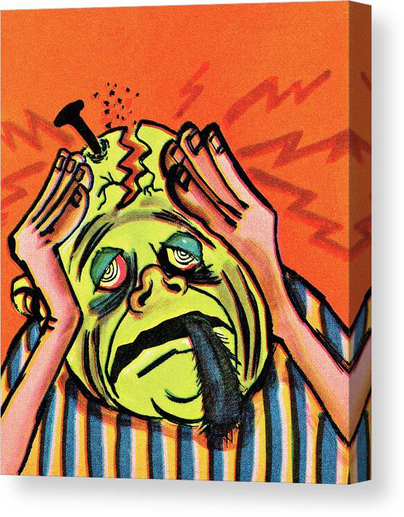 Ache Canvas Print featuring the drawing Terrible headache by CSA Images