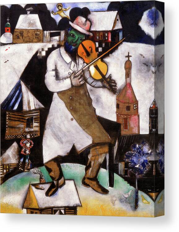 Marc Chagall Canvas Print featuring the painting The Fiddler - Le Violoniste, 1912-1913 by Marc Chagall