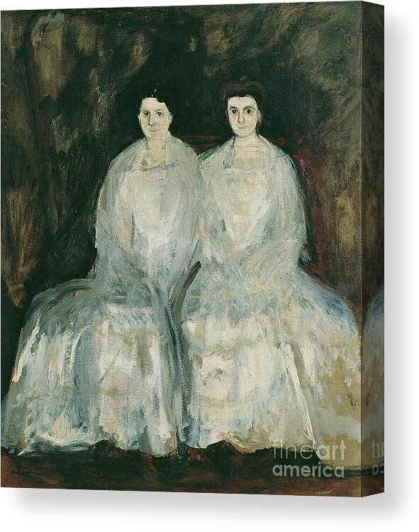 Oil Painting Canvas Print featuring the drawing The Sisters Karoline And Pauline Fey by Heritage Images