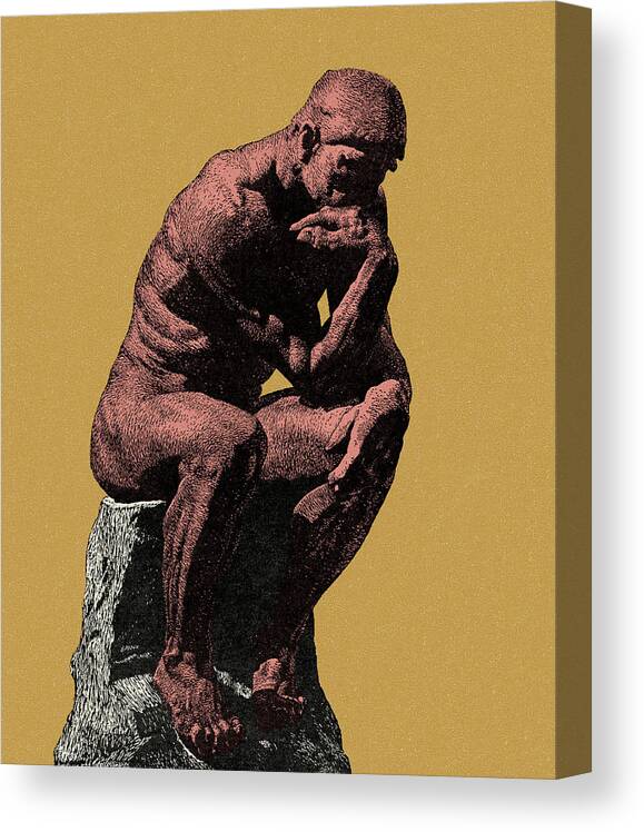 Adult Canvas Print featuring the drawing The Thinker Statue by CSA Images