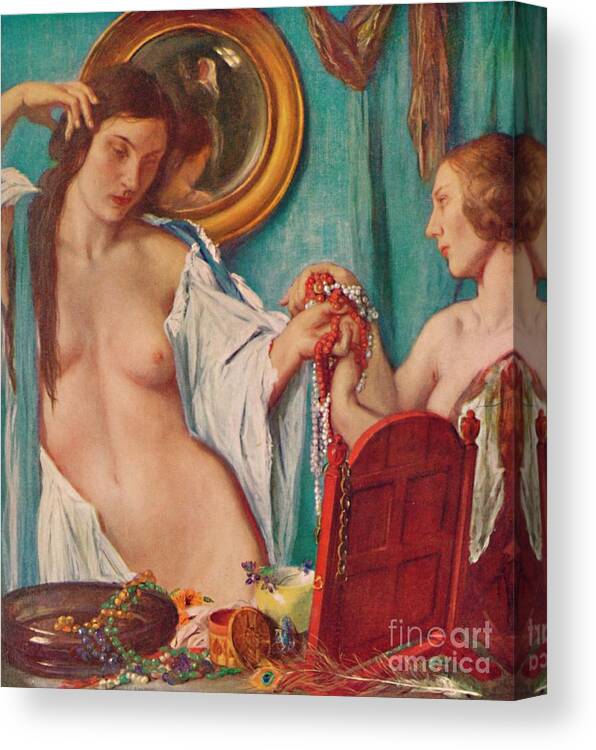 Oil Painting Canvas Print featuring the drawing The Toilet 1927 by Print Collector