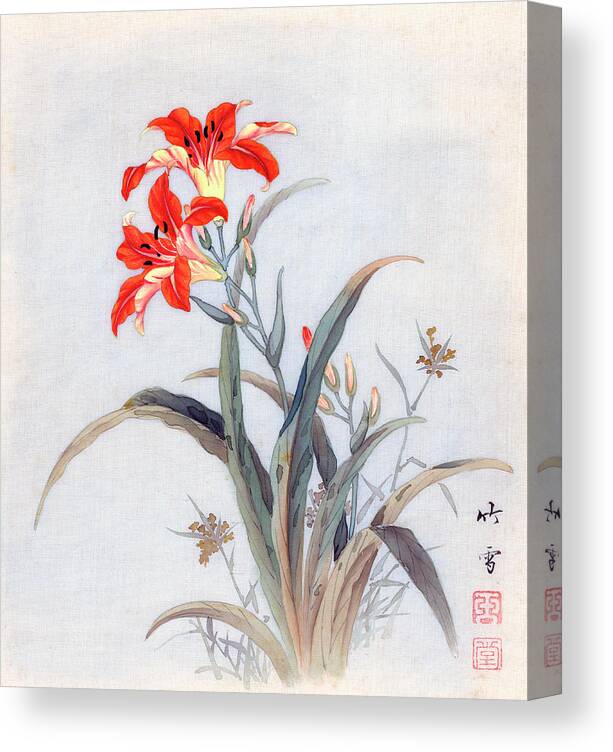 Chikutei Canvas Print featuring the painting Tiger Lily by Chikutei