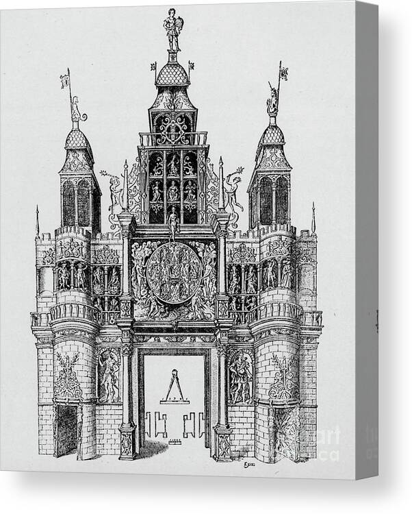 Engraving Canvas Print featuring the drawing Triumphal Arch Erected At The Time by Print Collector